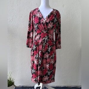 Talbots Firework Print‎ Dress Size 10P V-Neck 3/4 Sleeves Office Cruise Party